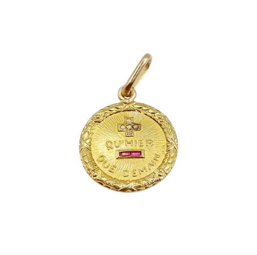 Pendentif Augis - Pendentif médaille d'amour en or 18k, rubis et diamants 58 Facettes A07123