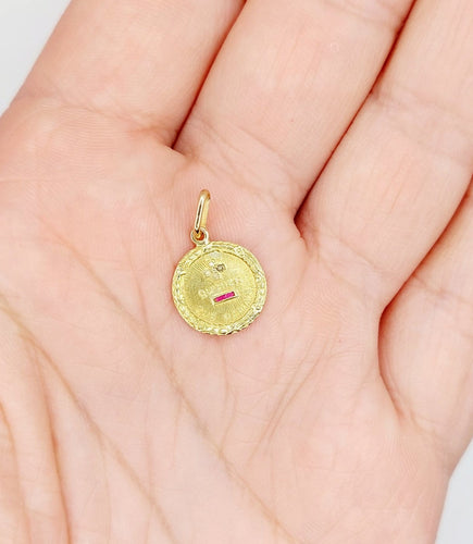 Pendentif Augis - Pendentif médaille d'amour en or 18k, rubis et diamants 58 Facettes A07123
