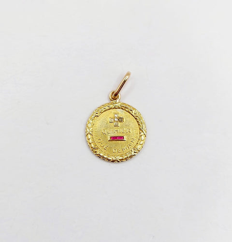 Augis - Pendentif médaille d'amour en or 18k, rubis et diamants 58 Facettes A07123