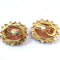 Boucles d'oreilles en or jaune 18 kt, corail rose et diamants 58 Facettes 442/26 E 246/26