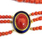 Collier trois rangs en corail avec fermoir en or jaune 18 kt 58 Facettes 221/26 H 114/26