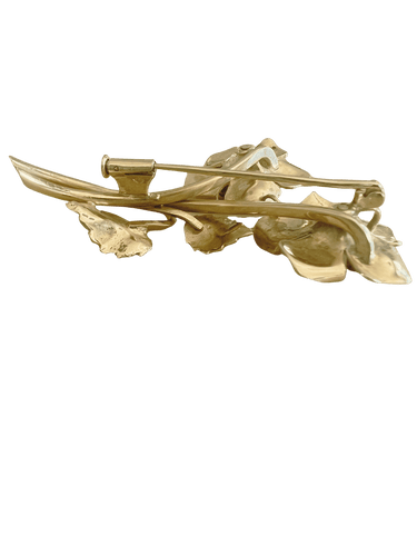 Broche fleurs en or jaune 18 carats et pierres 58 Facettes N64