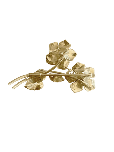 Broche fleurs en or jaune 18 carats et pierres 58 Facettes N64