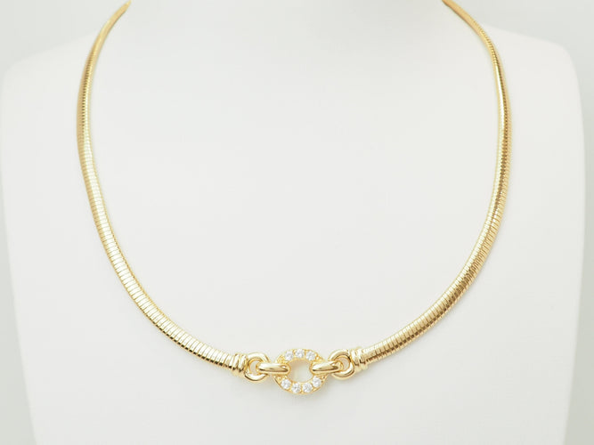 Collier Tubogas - Collier ras-de-cou en or jaune et diamants 58 Facettes 33814