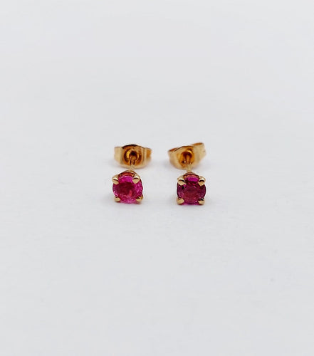 Puces d'oreilles vintage en or rose 18k et spinelles roses 58 Facettes A07556
