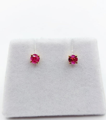 Puces d'oreilles vintage en or rose 18k et spinelles roses 58 Facettes A07556
