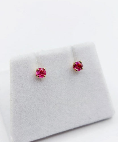 Puces d'oreilles vintage en or rose 18k et spinelles roses 58 Facettes A07556