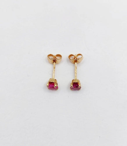 Puces d'oreilles vintage en or rose 18k et spinelles roses 58 Facettes A07556