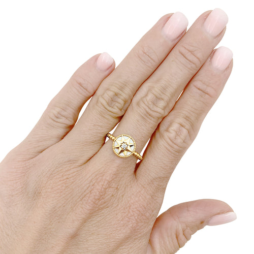 Bague 54 Dior Rose des Vents - Bague en or jaune, nacre et diamant 58 Facettes 35872