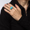 Bague 52 Bague dôme cocktail en or blanc 18 carats, turquoises et diamants 58 Facettes G13197