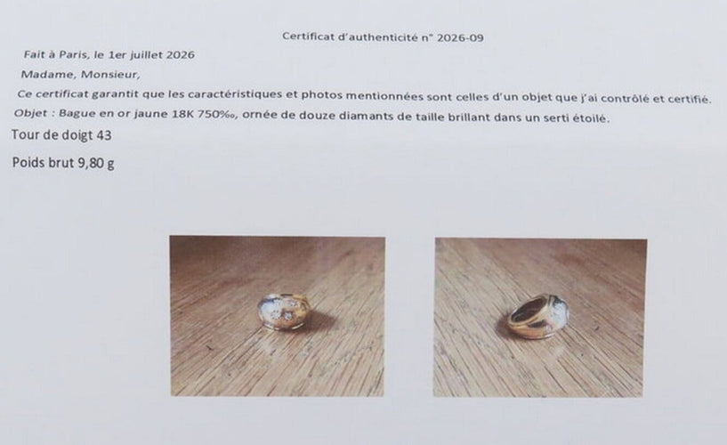 43 Bague dôme en or jaune 18K et diamants 58 Facettes 273983