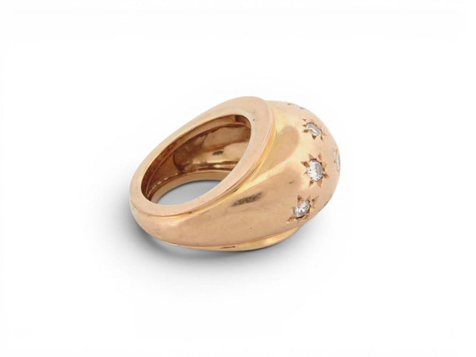 43 Bague dôme en or jaune 18K et diamants 58 Facettes 273983