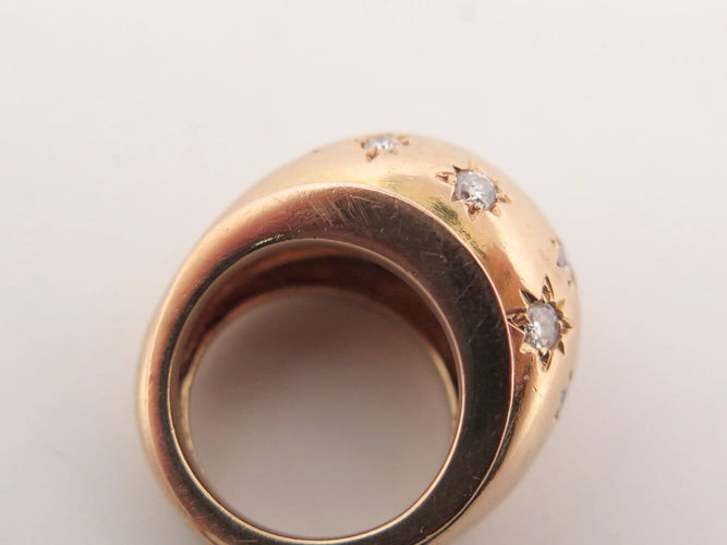 43 Bague dôme en or jaune 18K et diamants 58 Facettes 273983