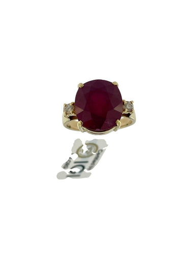 Bague 55 Bague cocktail en or jaune, rubis 11,50 ct et diamants 58 Facettes A2088