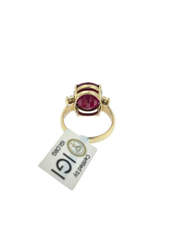 Bague 55 Bague cocktail en or jaune, rubis 11,50 ct et diamants 58 Facettes A2088