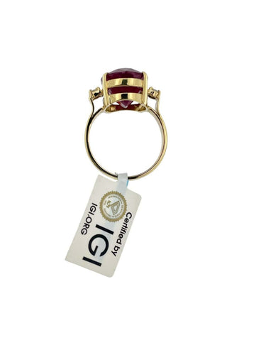 55 Bague cocktail IGI en or jaune, rubis et diamants 58 Facettes A2088