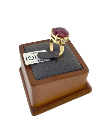 55 Bague cocktail IGI en or jaune, rubis et diamants 58 Facettes A2088