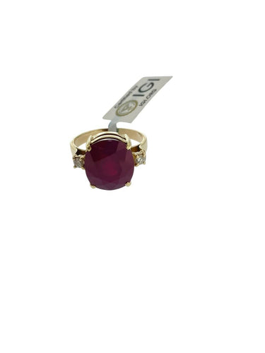 55 Bague cocktail IGI en or jaune, rubis et diamants 58 Facettes A2088