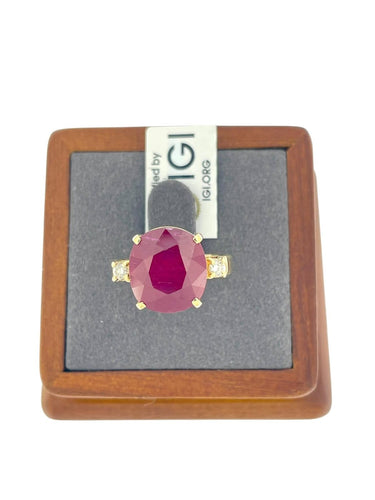 55 Bague cocktail IGI en or jaune, rubis et diamants 58 Facettes A2088