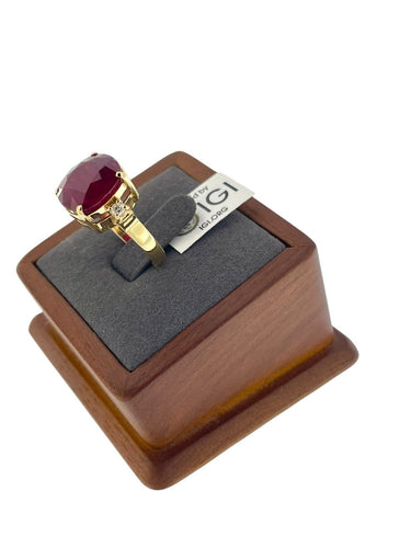 Bague 55 Bague cocktail en or jaune, rubis 11,50 ct et diamants 58 Facettes A2088