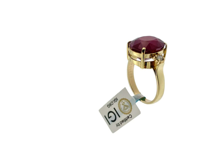 Bague 55 Bague cocktail en or jaune, rubis 11,50 ct et diamants 58 Facettes A2088