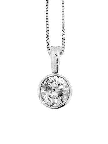 Binder - Collier solitaire en or blanc 14 carats et diamant 1,25 ct 58 Facettes C1594