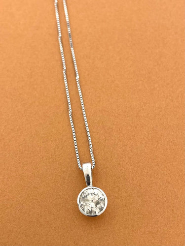 Binder - Collier solitaire en or blanc 14 carats et diamant 1,25 ct 58 Facettes C1594
