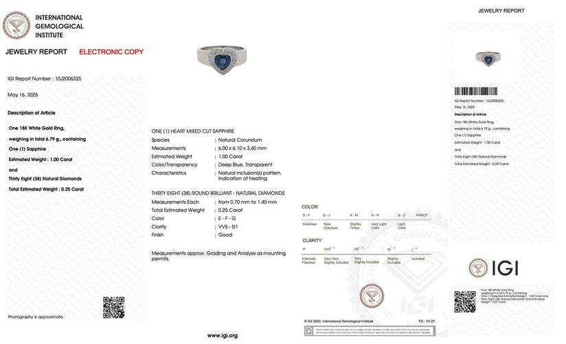 54 Bague cocktail IGI en or blanc avec saphir et diamants 58 Facettes A2092