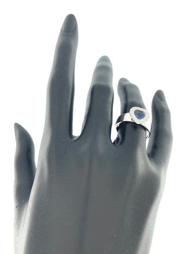 54 Bague cocktail IGI en or blanc avec saphir et diamants 58 Facettes A2092
