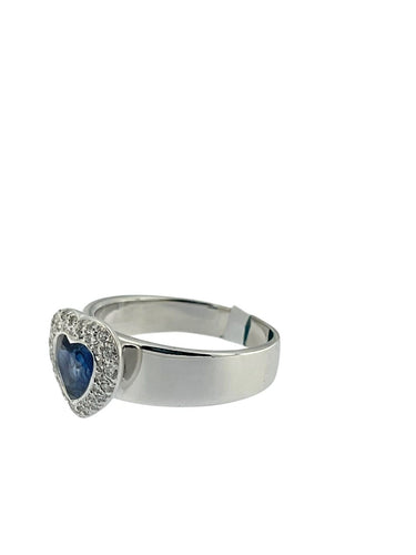 54 Bague cocktail IGI en or blanc avec saphir et diamants 58 Facettes A2092