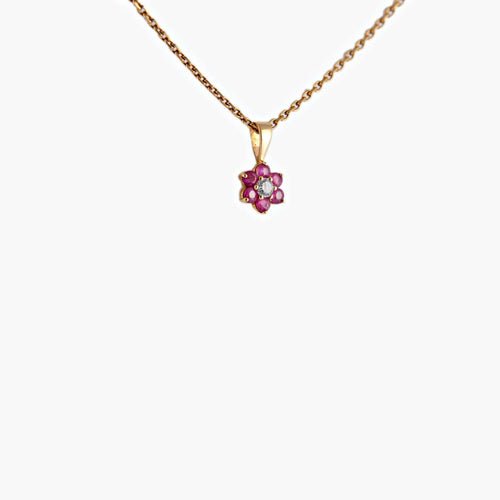 Collier pendentif en or jaune, rubis et diamant 58 Facettes Pendentif