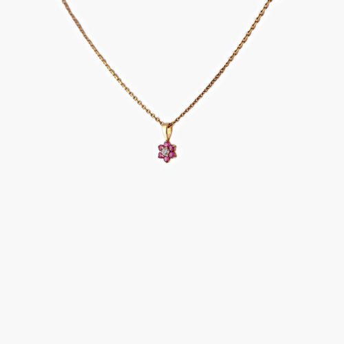 Collier pendentif en or jaune, rubis et diamant 58 Facettes Pendentif