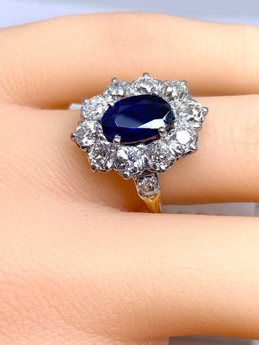 50 Bague marguerite en or 18 carats, saphir et diamants 58 Facettes AB735