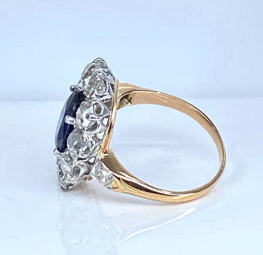 50 Bague marguerite en or 18 carats, saphir et diamants 58 Facettes AB735