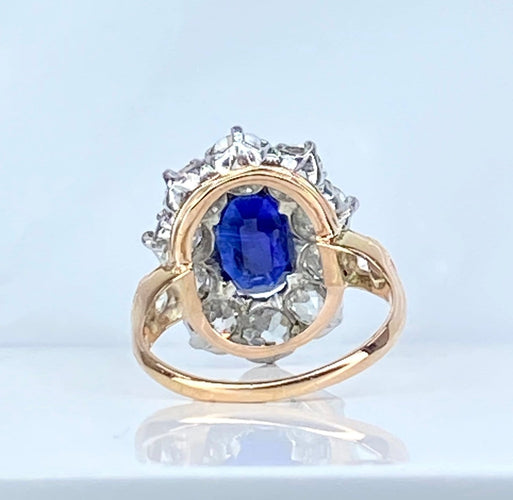 50 Bague marguerite en or 18 carats, saphir et diamants 58 Facettes AB735