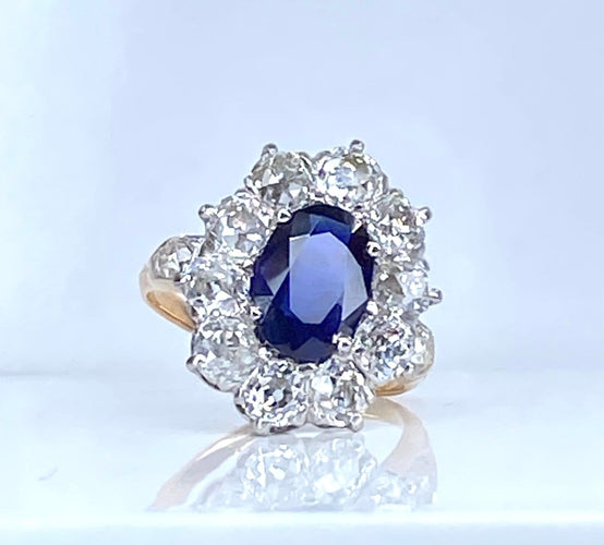 50 Bague marguerite en or 18 carats, saphir et diamants 58 Facettes AB735