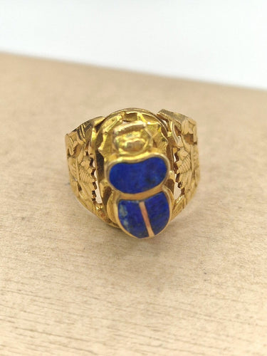Bague 49 Bague scarabée gravée en émail et or jaune 58 Facettes CV-090