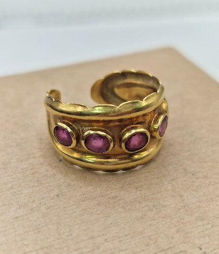 Bague 58 Bague vintage 1960 en or jaune 18 ct et rubis 58 Facettes CV-091