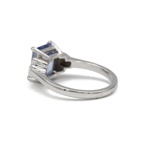 54 Bague en platine, diamants et saphir Ceylan non chauffé 3,50 ct 58 Facettes SA028