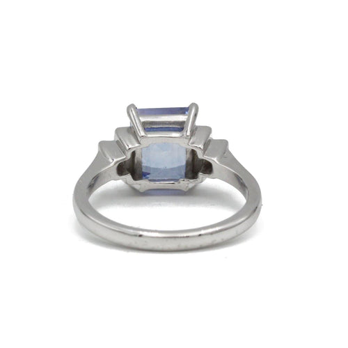 54 Bague en platine, diamants et saphir Ceylan non chauffé 3,50 ct 58 Facettes SA028