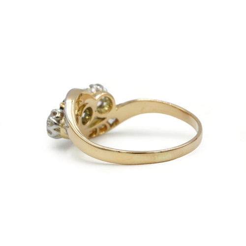 53 Art nouveau - Bague tourbillon en or 750, diamants et saphir 58 Facettes SA011