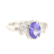 Bague 57 Bague entourage en or blanc 18K avec tanzanite et diamants 58 Facettes 3230-3
