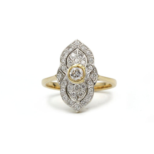 55 Bague marquise Art déco en or 750 et diamants 58 Facettes SA012