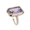 Bague 54 Art déco - Bague cocktail en or blanc 14 carats, améthyste et émail 58 Facettes G13475