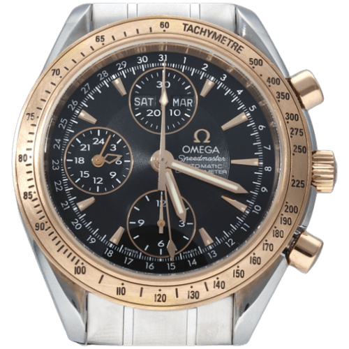 Montre Omega Speedmaster Day-Date - Montre chronographe automatique en or rose et acier 58 Facettes MT47400
