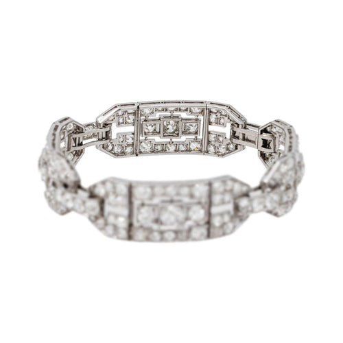 Art déco - Bracelet en or blanc, platine et diamants 58 Facettes 5078482CN