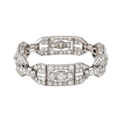 Art déco - Bracelet en or blanc, platine et diamants 58 Facettes 5078482CN