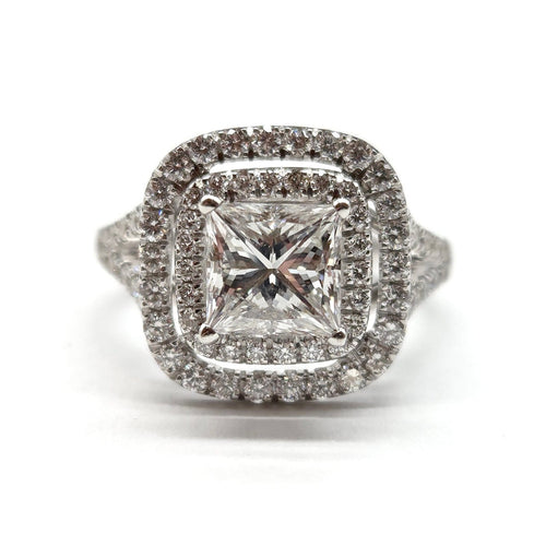 53 Bague diamant princesse en or blanc 18K et diamants 58 Facettes BO/260041