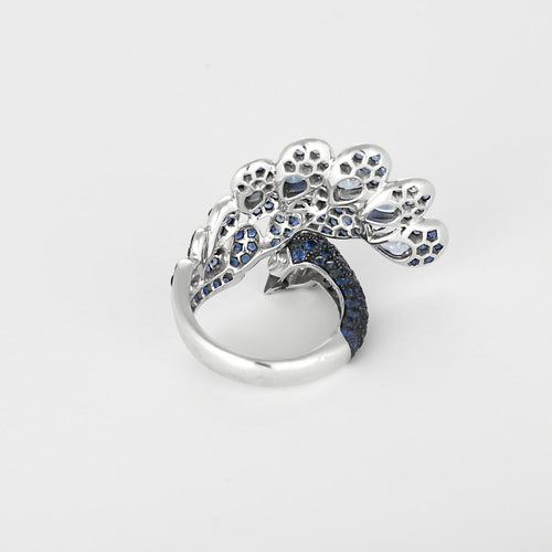 Bague 53 Boucheron Héra, Le Paon - Bague en or gris, saphirs et diamants 58 Facettes 58FC61
