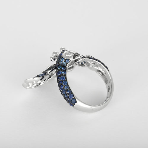 53 Boucheron Héra, Le Paon - Bague en or gris, saphirs et diamants 58 Facettes 58FC61
